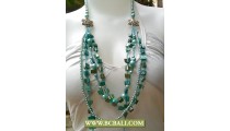 Blue Beads Fashion Necklace Multi Strand